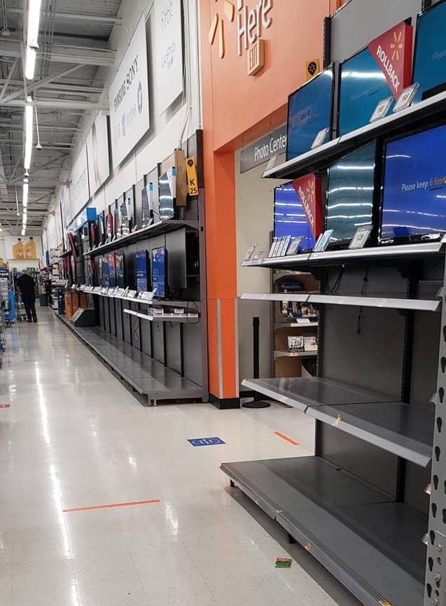 Empty Wal Mart TV Shelves During 2020
