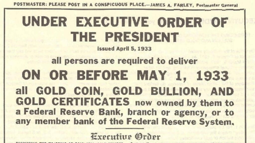 Executive Order Bullion Sale Notice