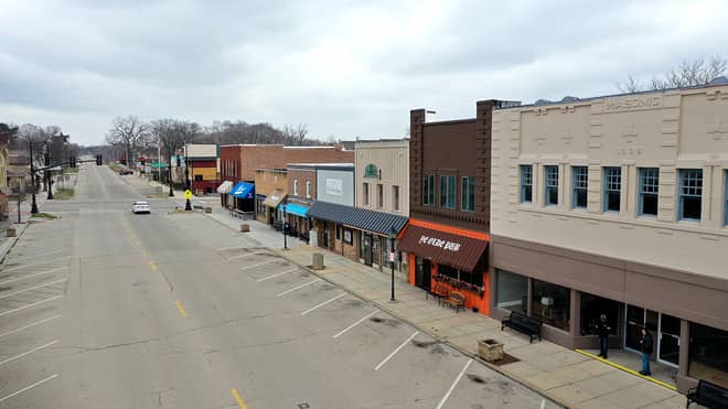 Empty main street during COVID