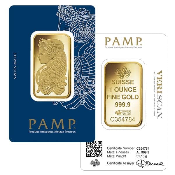 PAMP gold bar with veriscan